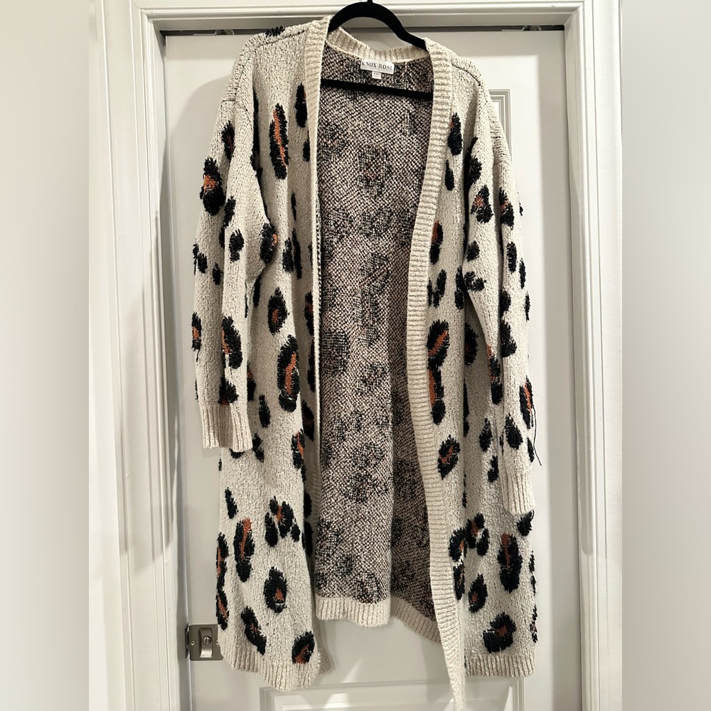 Knox Rose Leopard Sweater Cardigan XXL